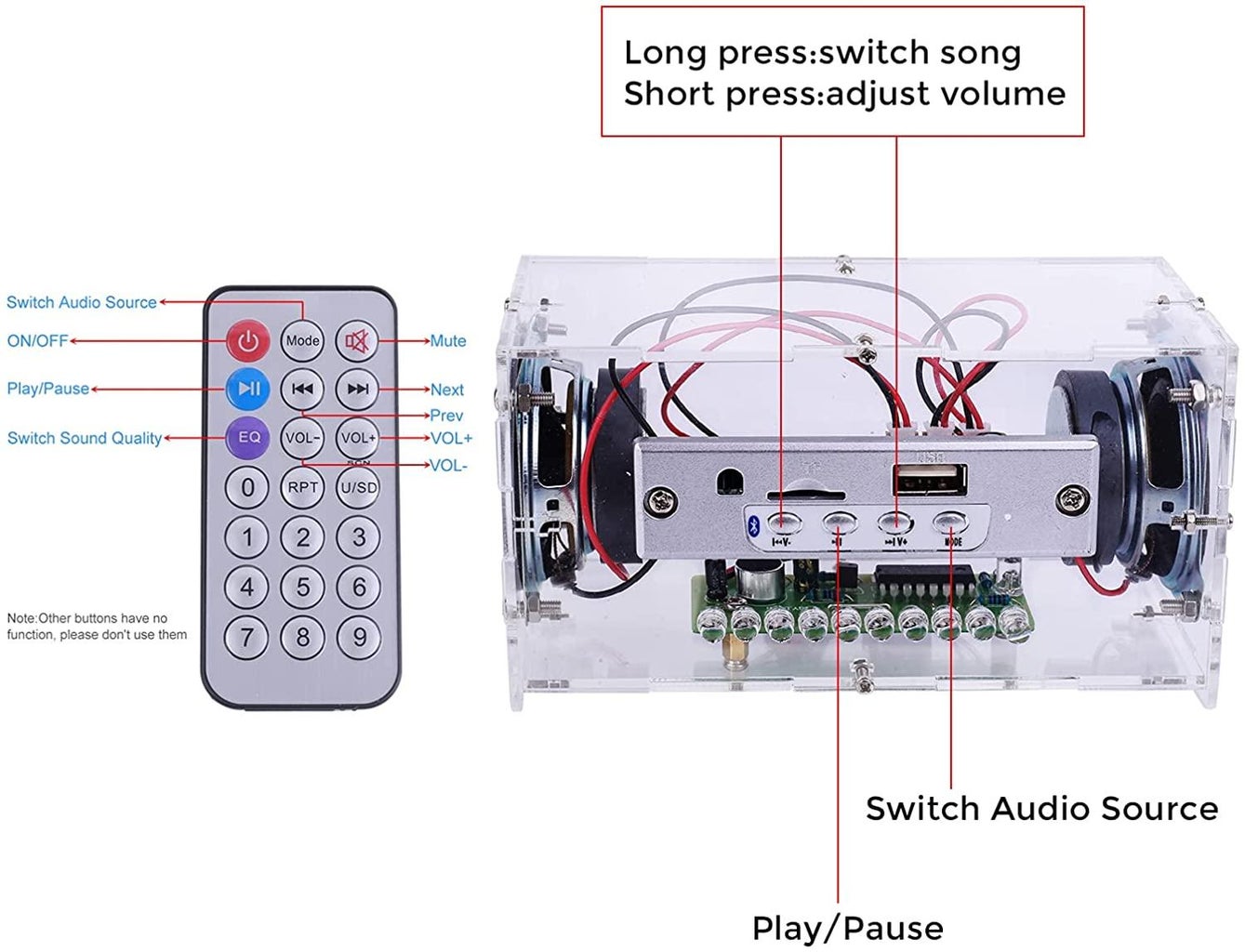 DIY Bluetooth Music Spectrum Home Stereo Speaker : 8 Steps Circuit Diagram