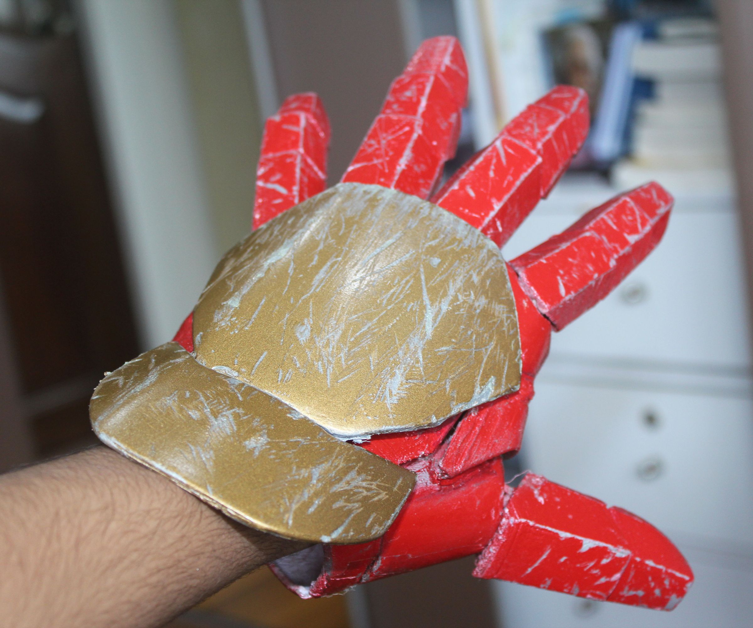 Realistic MK 42 Iron Man Glove 3D Printed With Weathering