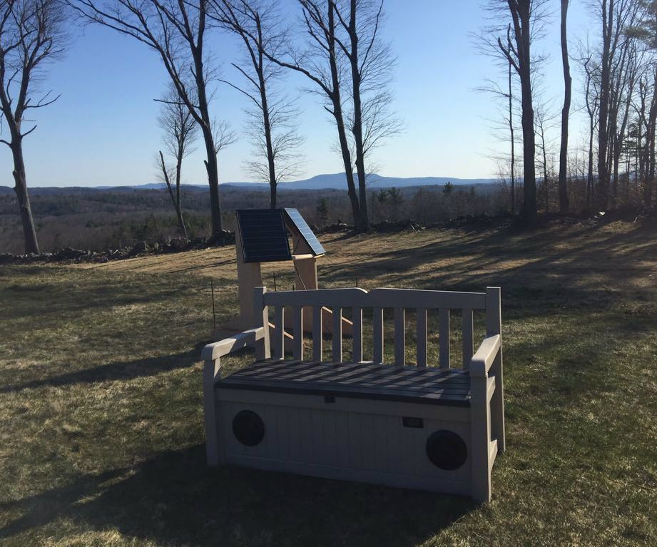 Solar Collector Bench Power Station and Sound System