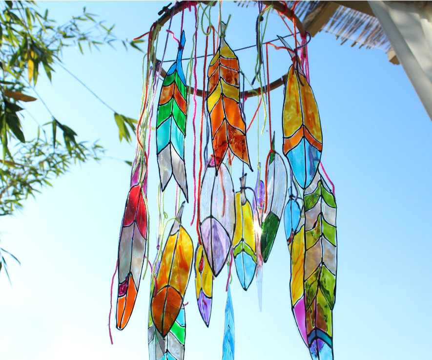 Faux Stained Glass Feathers