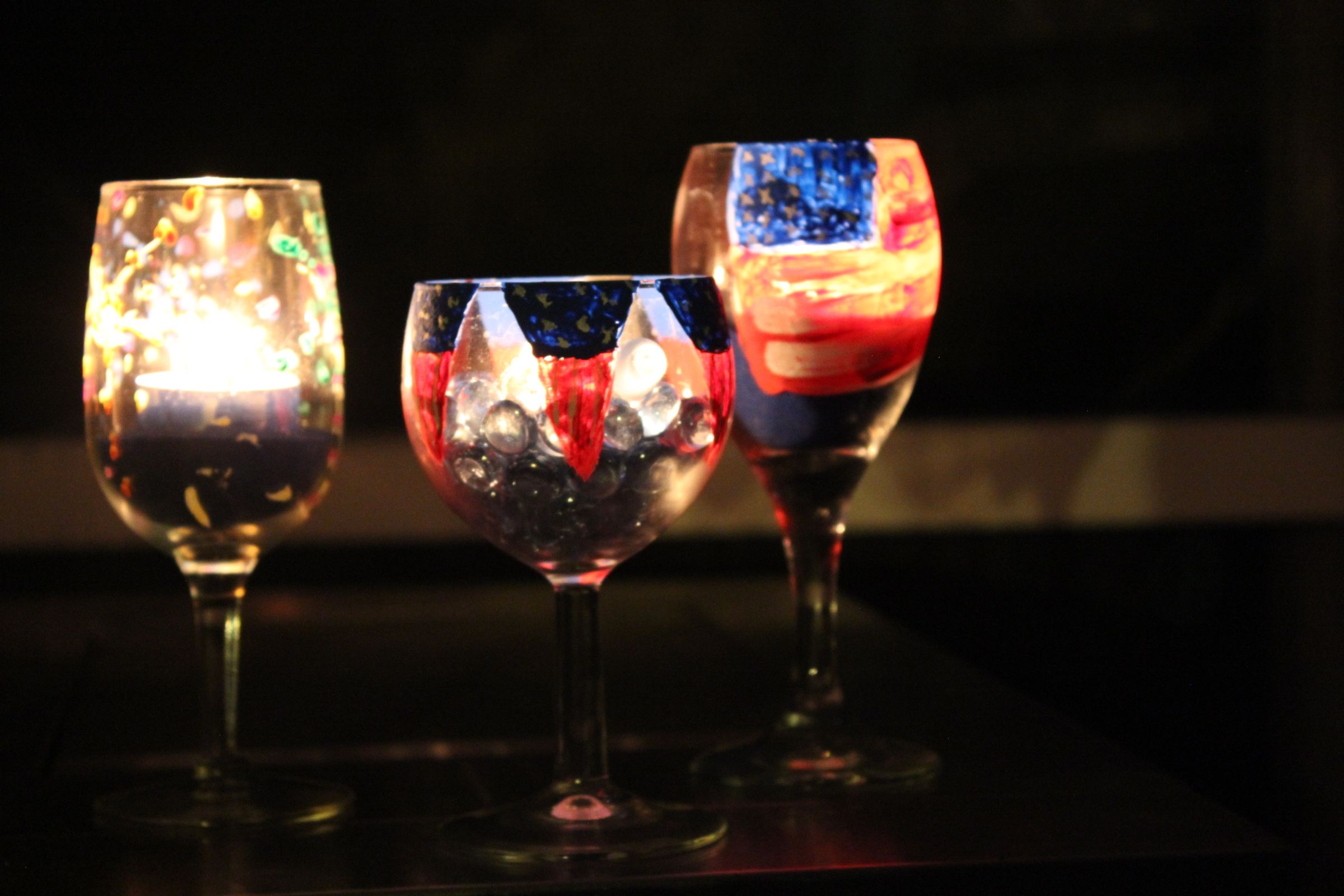 4th of July Luminous Wine Glasses