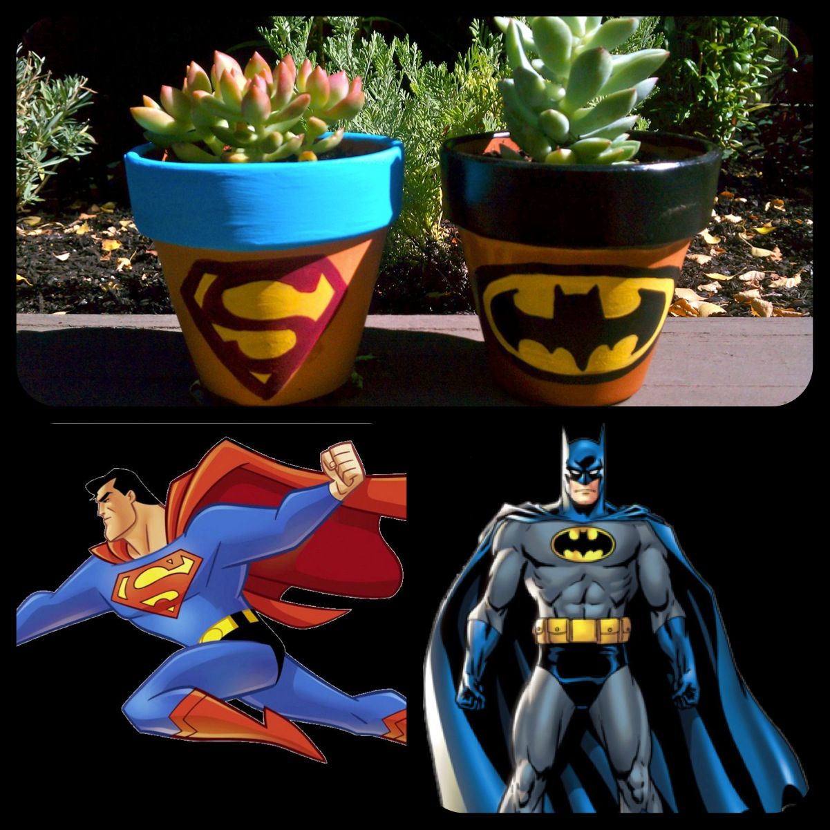 Superhero Logo Painted Pots