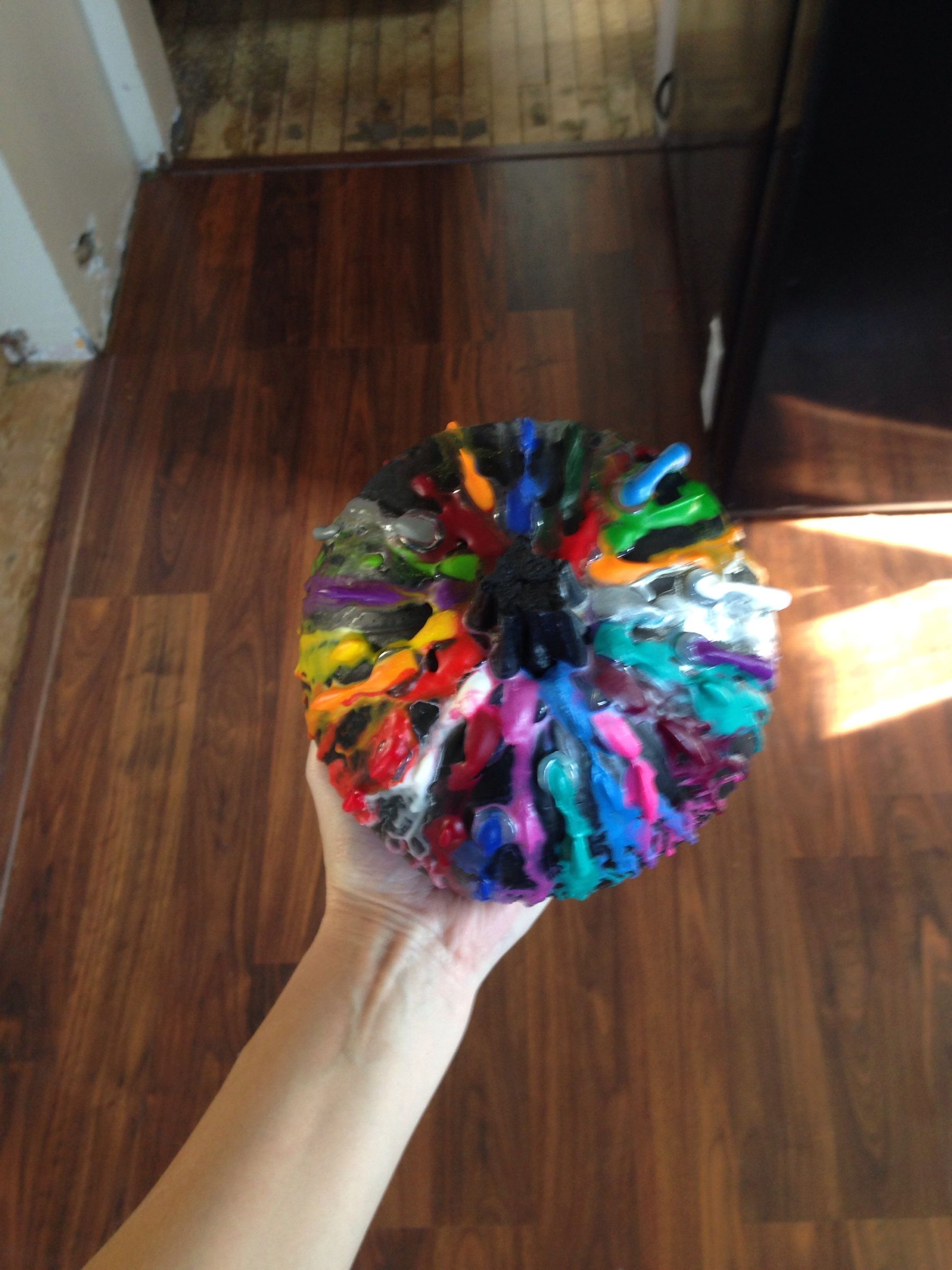 Melted Crayon Decorated Pumpkin