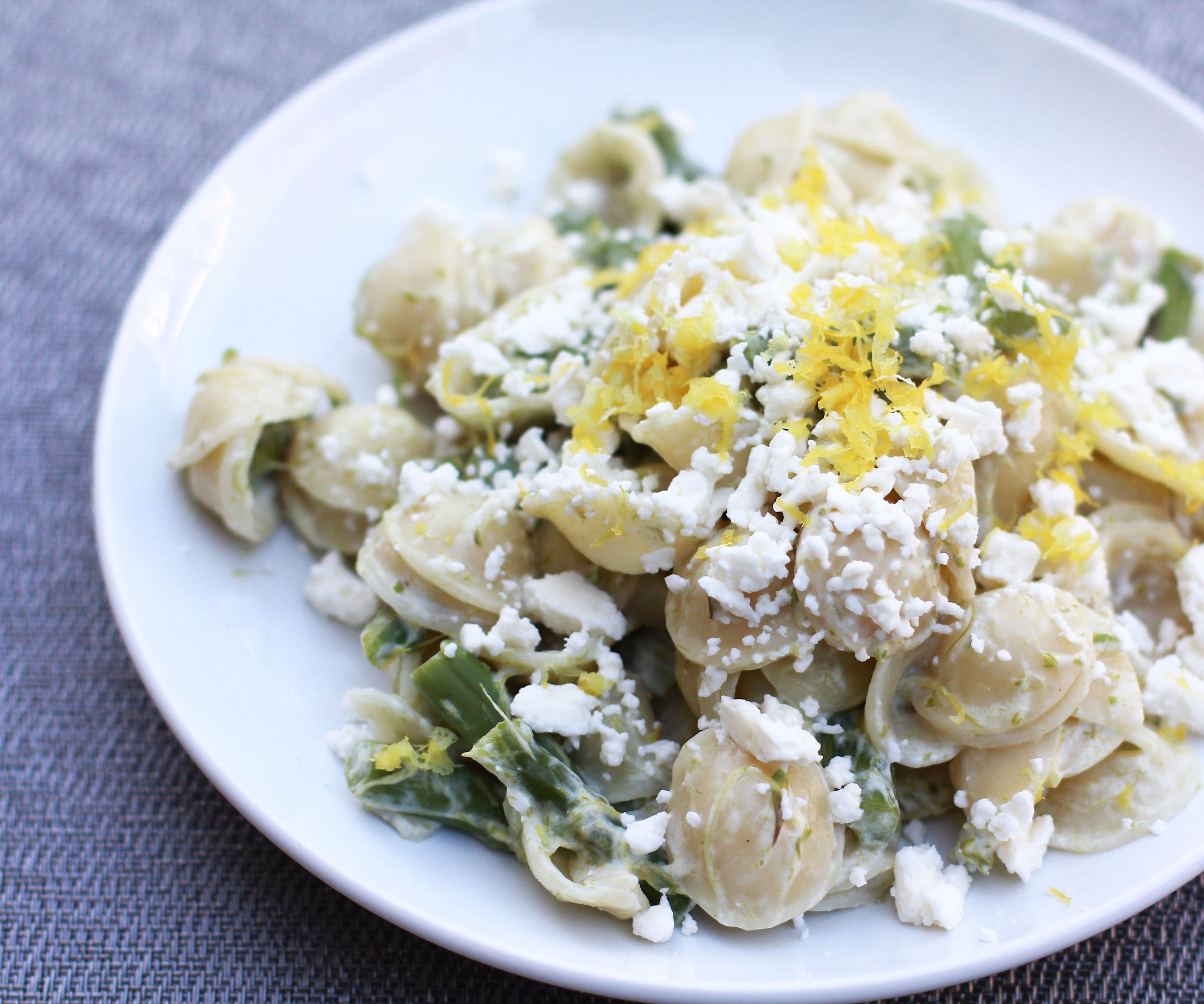 Pasta With Asparagus, Lemon, and Feta