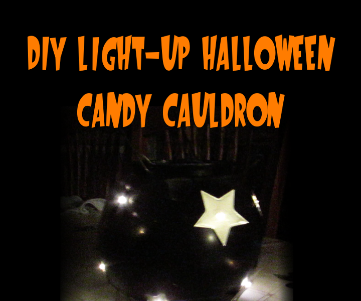 DIY Light-up Halloween Candy Cauldron