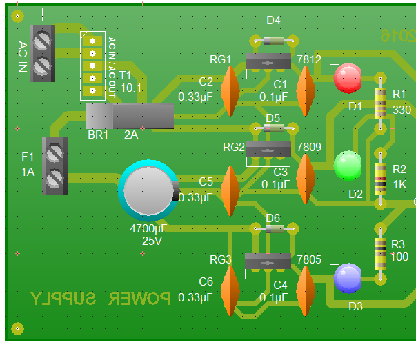 Tri-Regulated 1A Power Supply