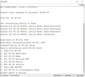 Initial Search for a Valid HC-06 Module, Then the Main Menu