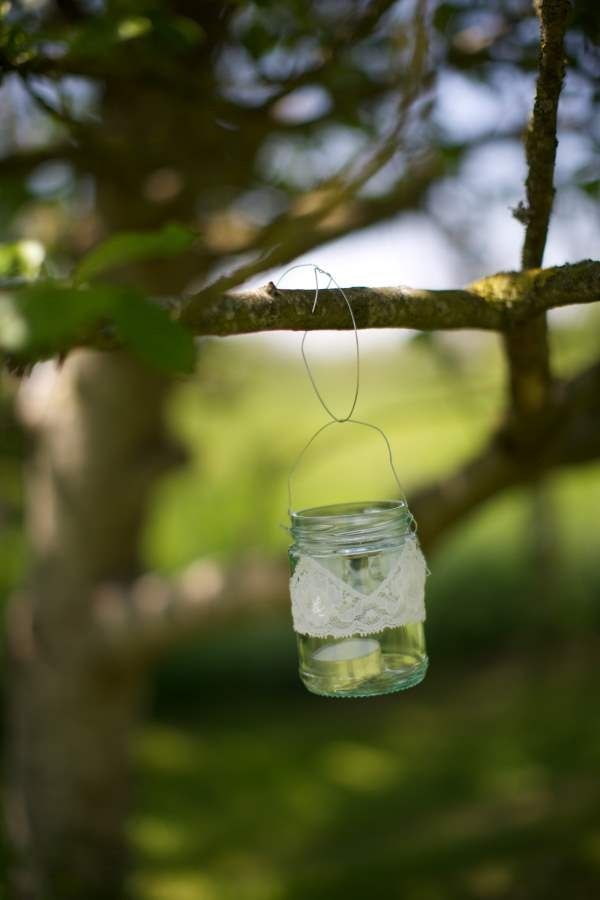 Vintage Style Lace Jam Jar Candle Holders