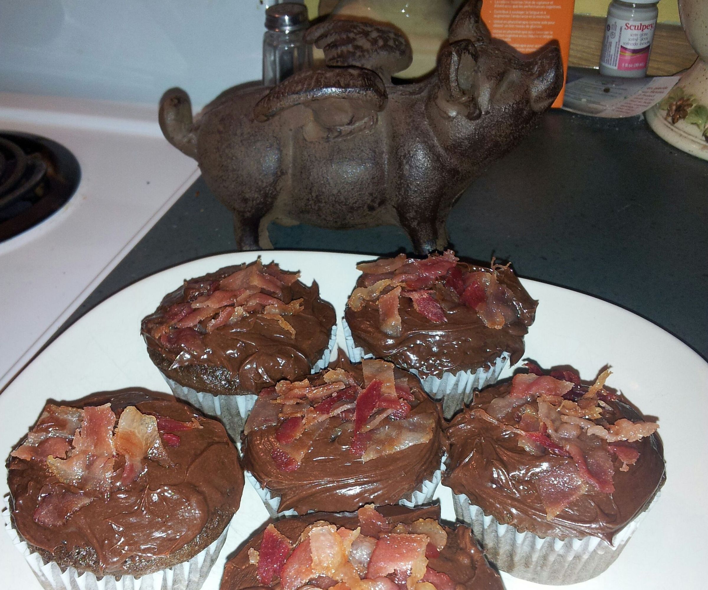 Chocolate Cupcakes With Bacon Sprinkles