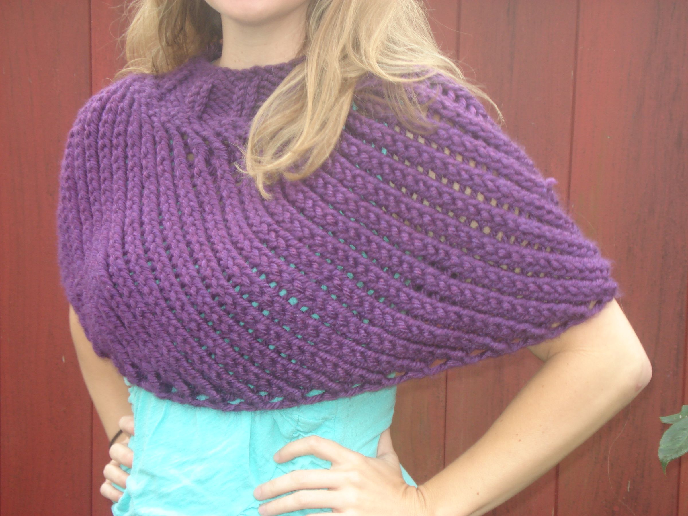 Reversible Knit Capelet/Poncho