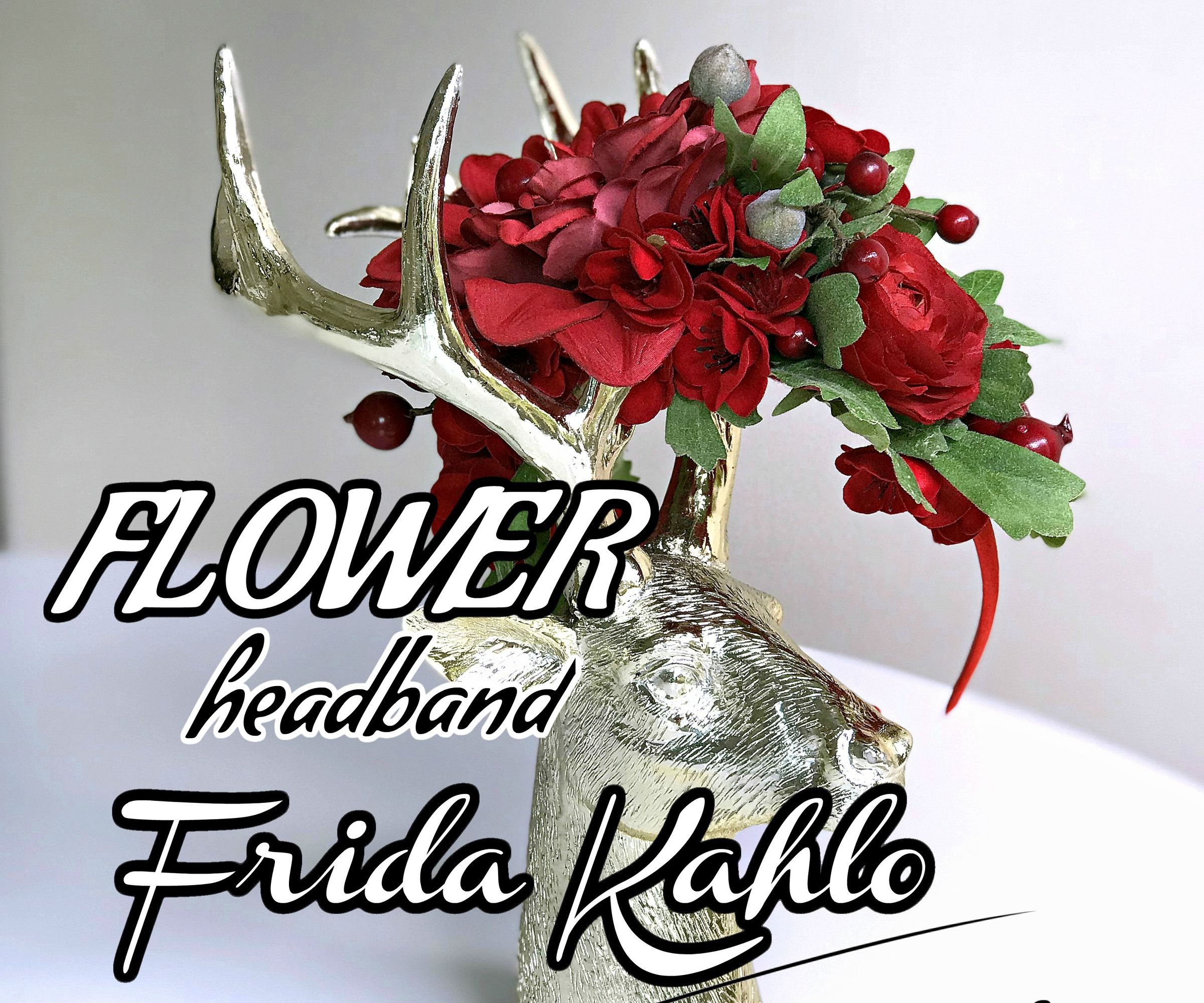 Red Floral Headband/Crown