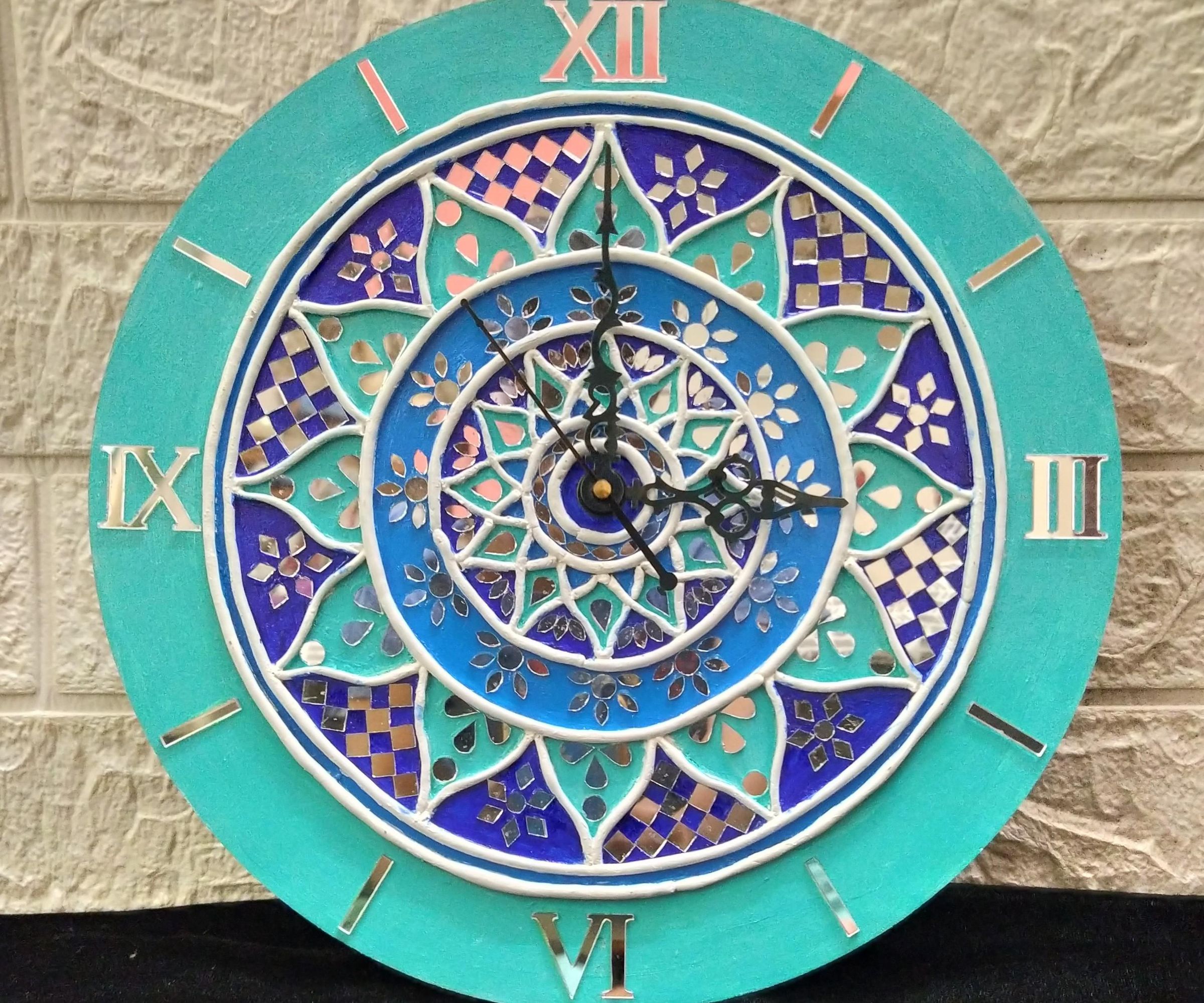 Blue Lippan Art Wall Clock