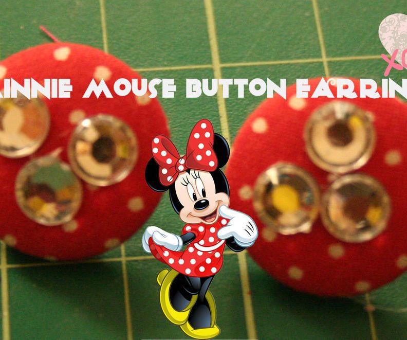 Minnie Mouse Inspired Button Earrings