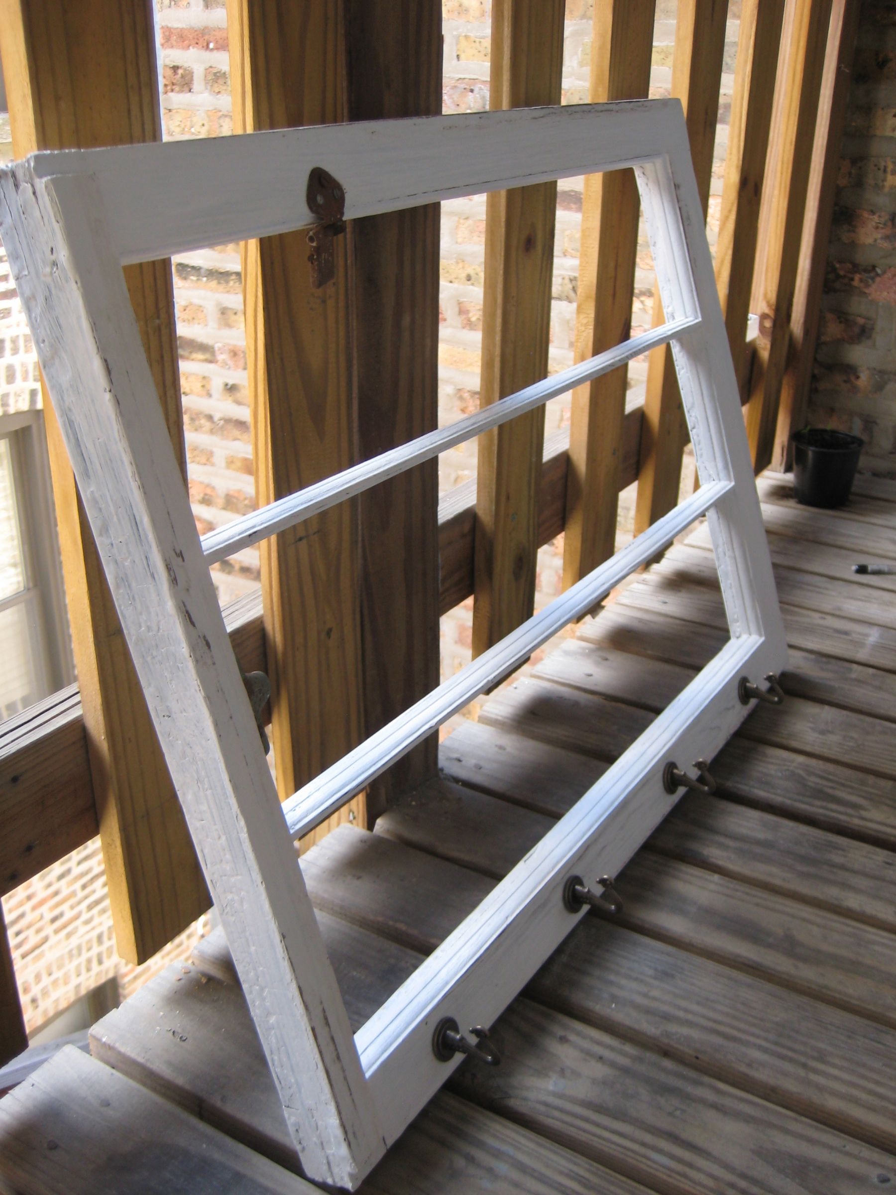 Upcycled Window Frame Scarf Organizer