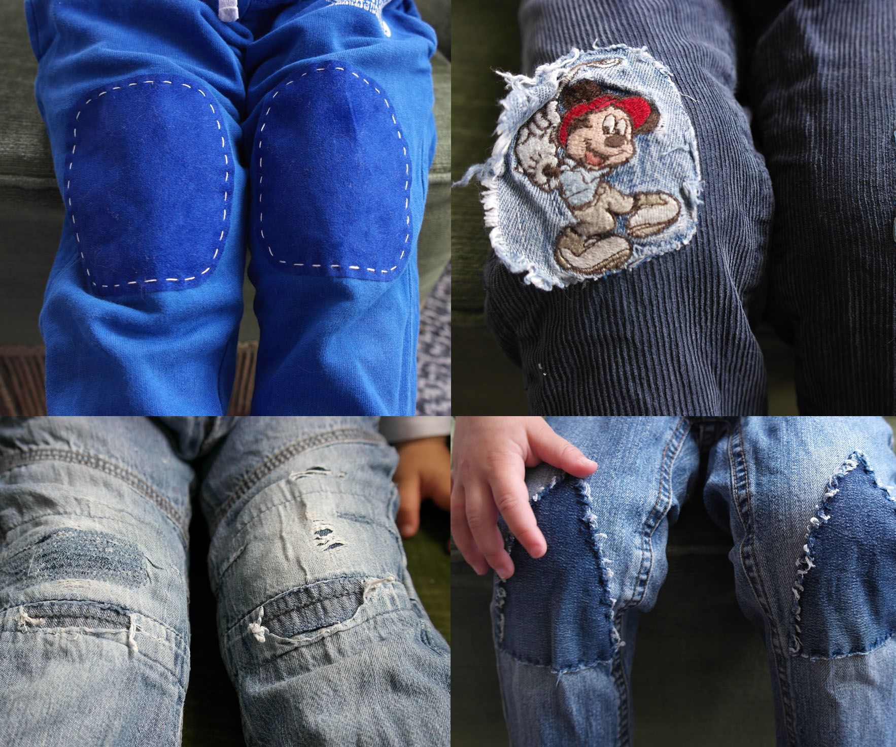 Patching Up Broken Kids-pants. 
