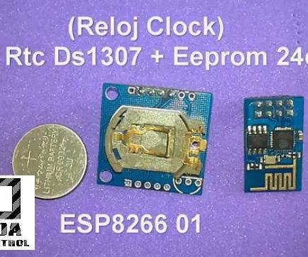 ESP8266 01 + Reloj Tiny  RTC Ds1307 + Memoria Eeprom 24c32  
