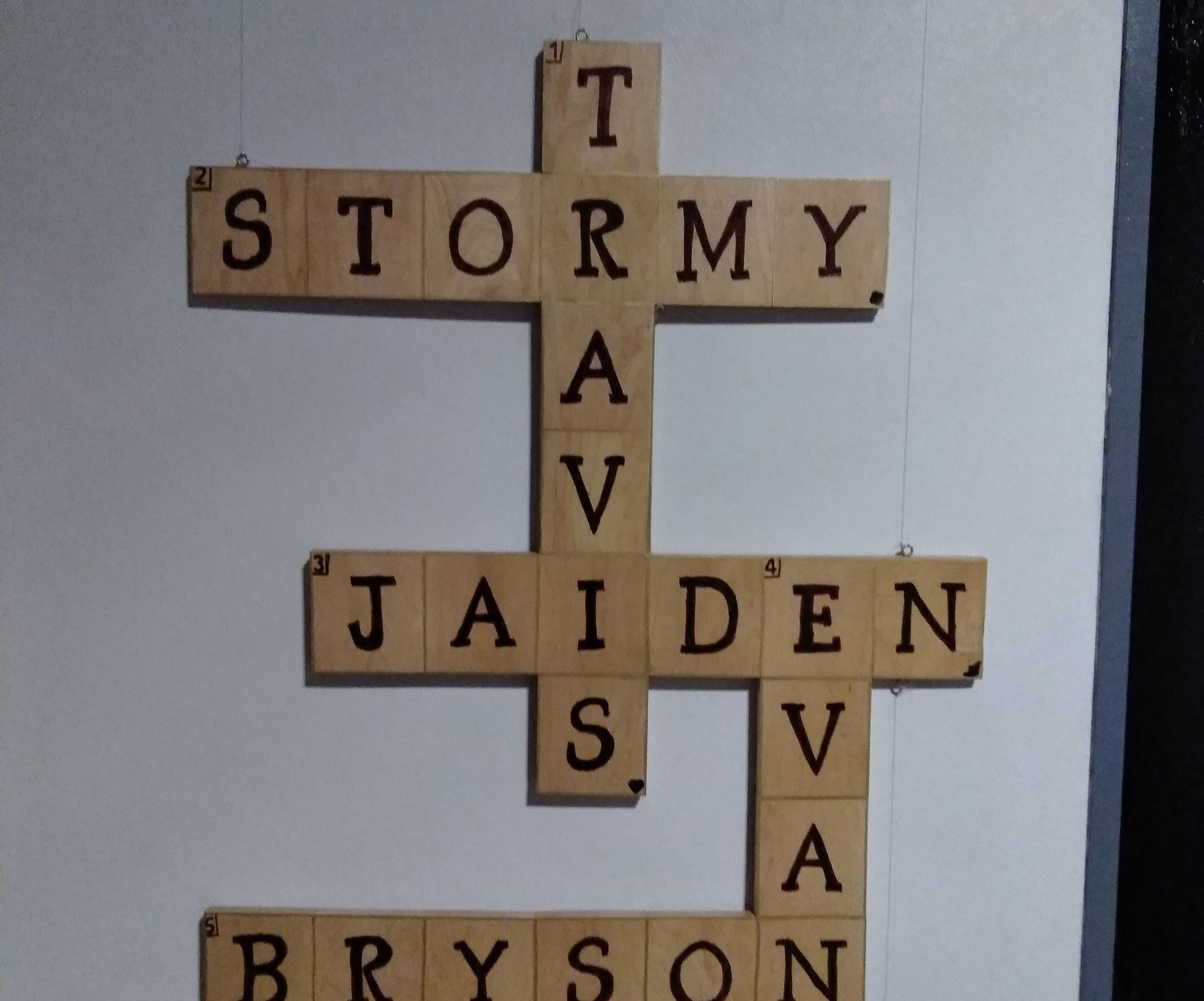 Wooden Family Name Crossword Sign