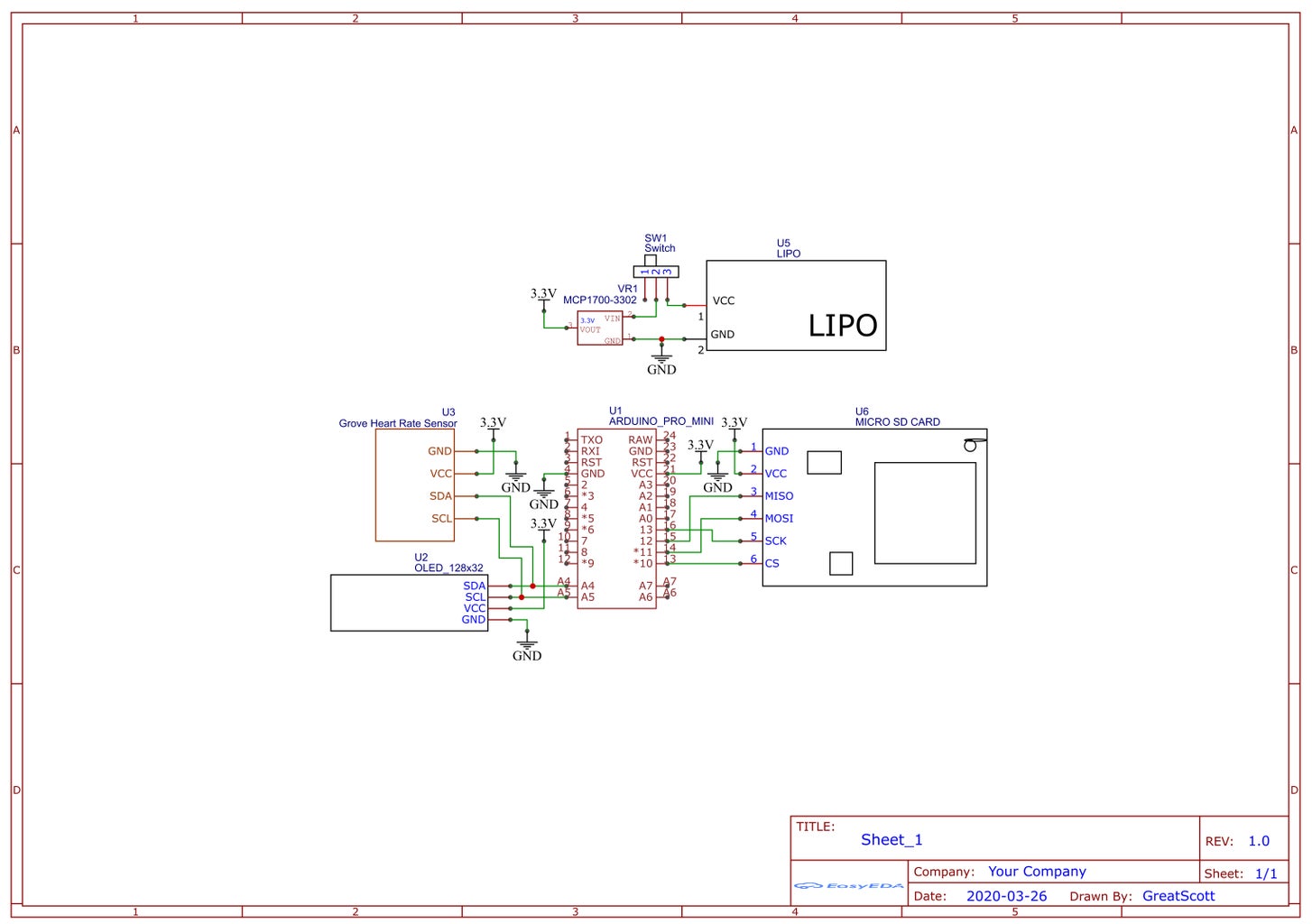 DIY Heart Rate Monitor (logger) : 4 Steps Circuit Diagram