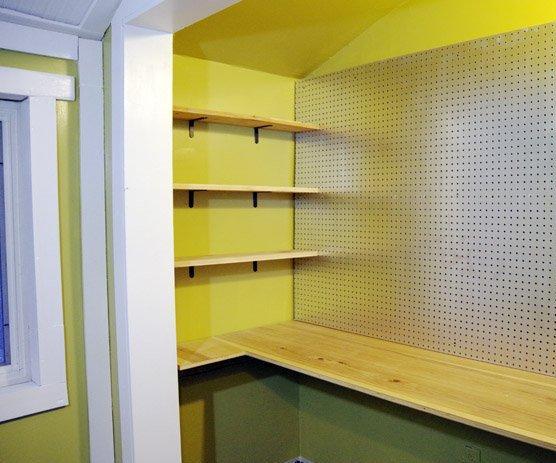 Floating Hickory Workbench and Shelves