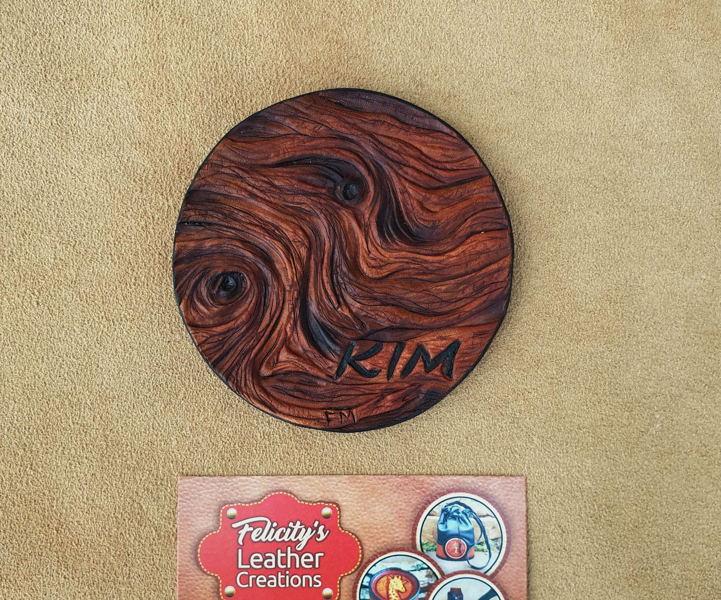 LEATHER COASTER WITH WOOD EFFECT