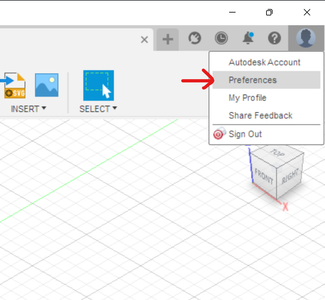 Go to Fusion 360 Preferences 