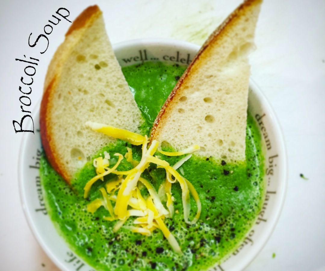 Bright Green Broccoli Cheddar Soup 