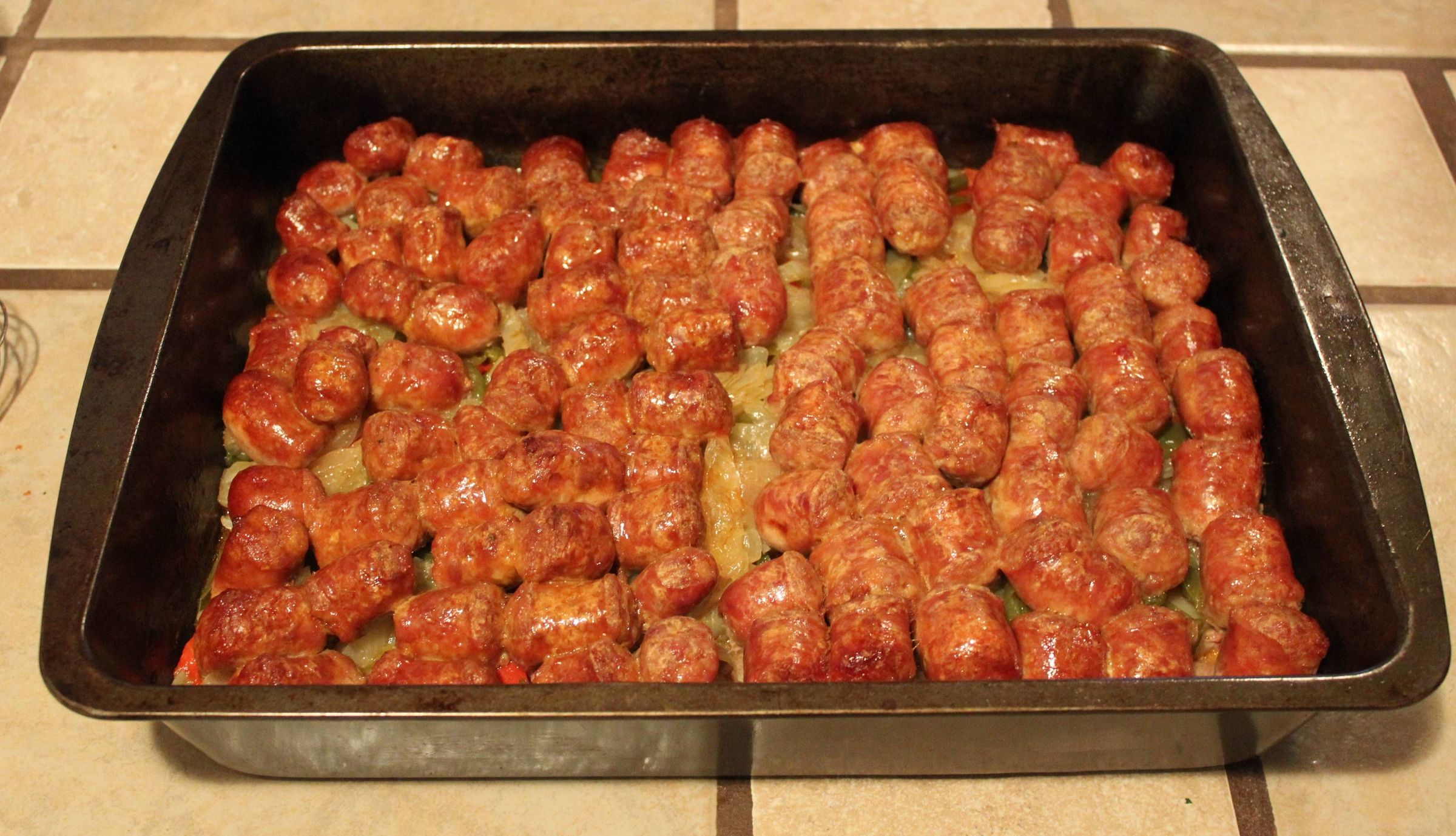 One Pan Sausage, Pepper and Onions