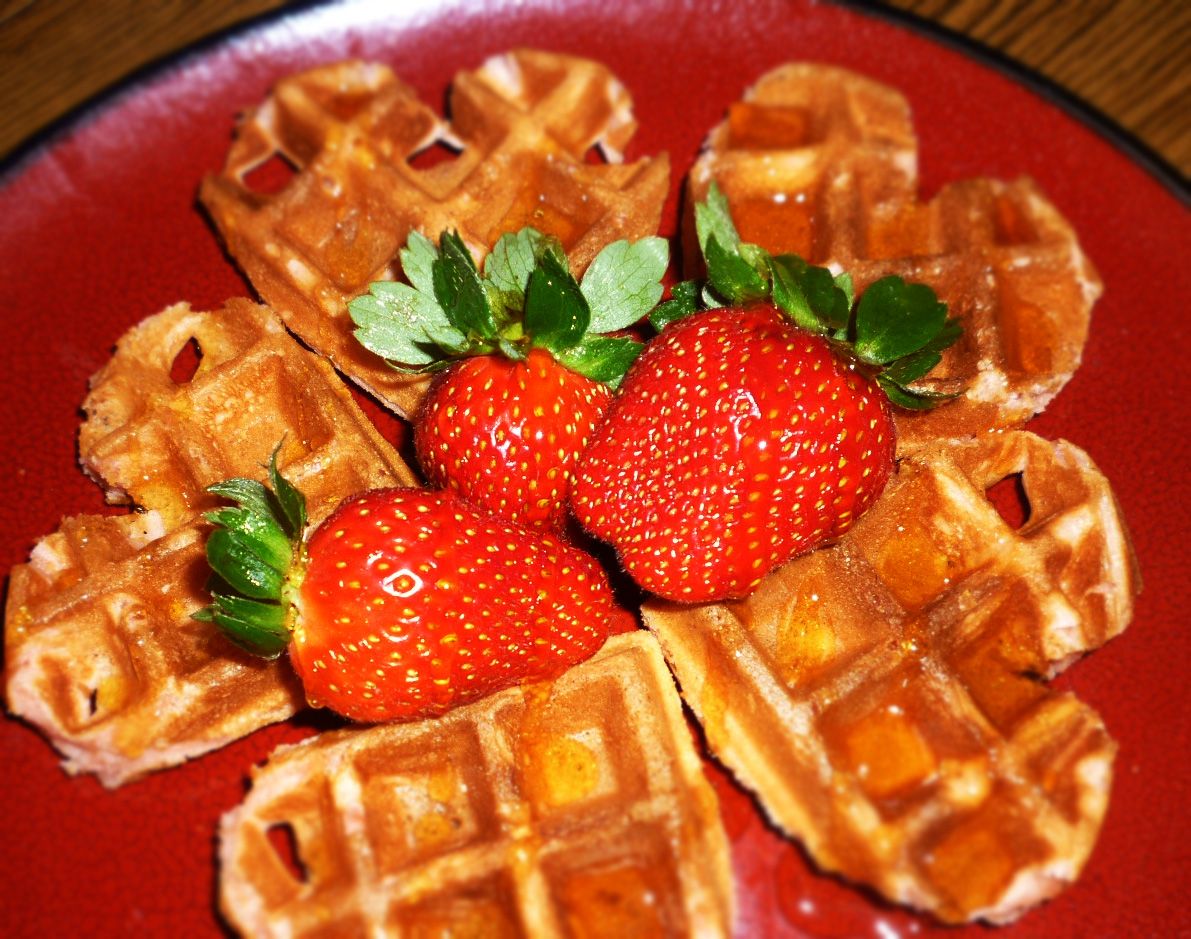 Belgian Waffles With a Coconut Oil/cream Cheese Twist (Valentine's Day Edition)
