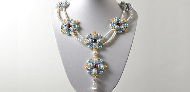 How to Make Double Strands Pearl Beads Pendant Necklace for Wedding