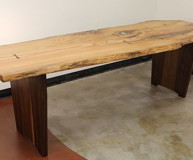 Oak and Walnut Trestle Table