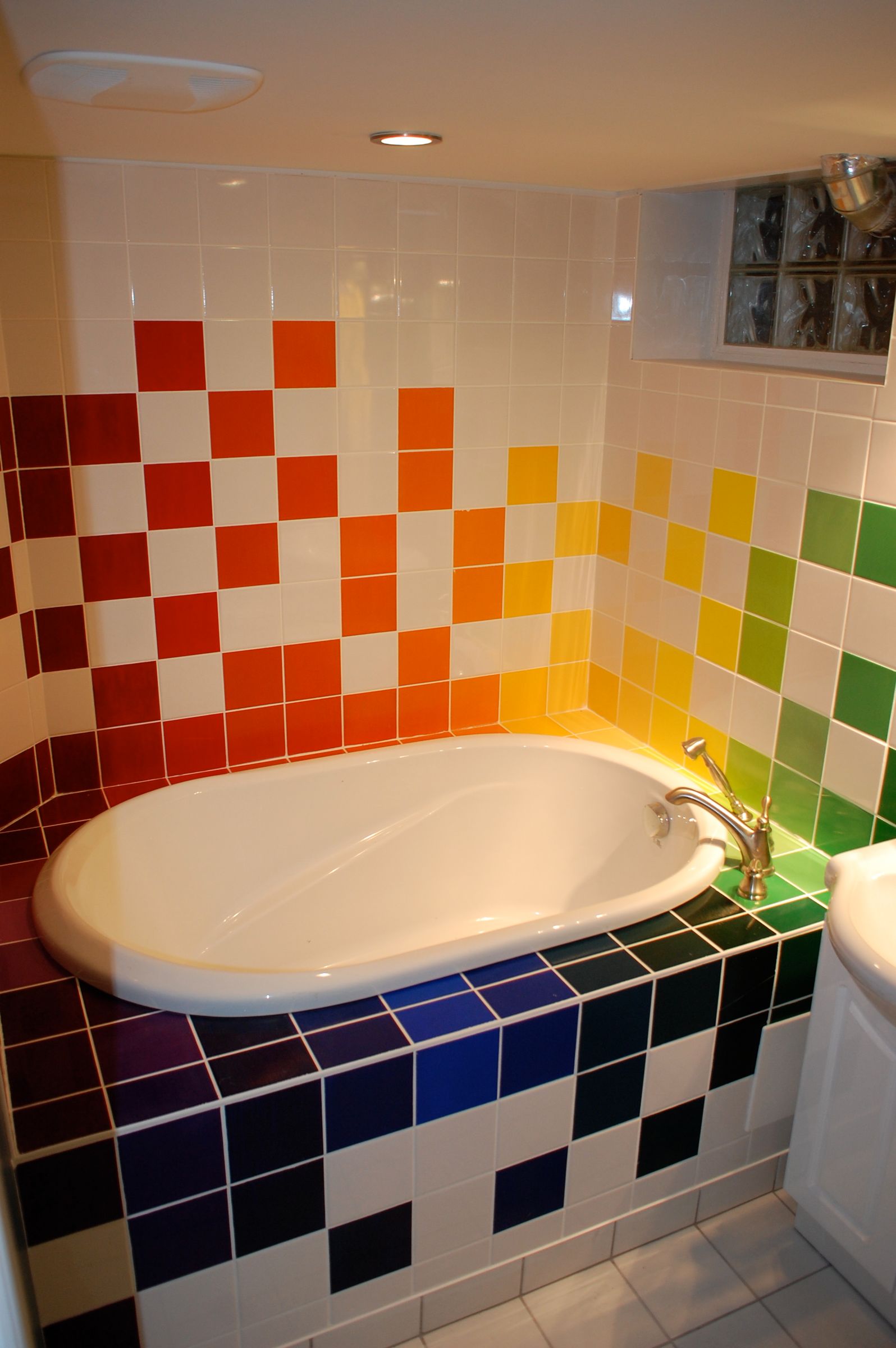 Rainbow Tiled Bathroom