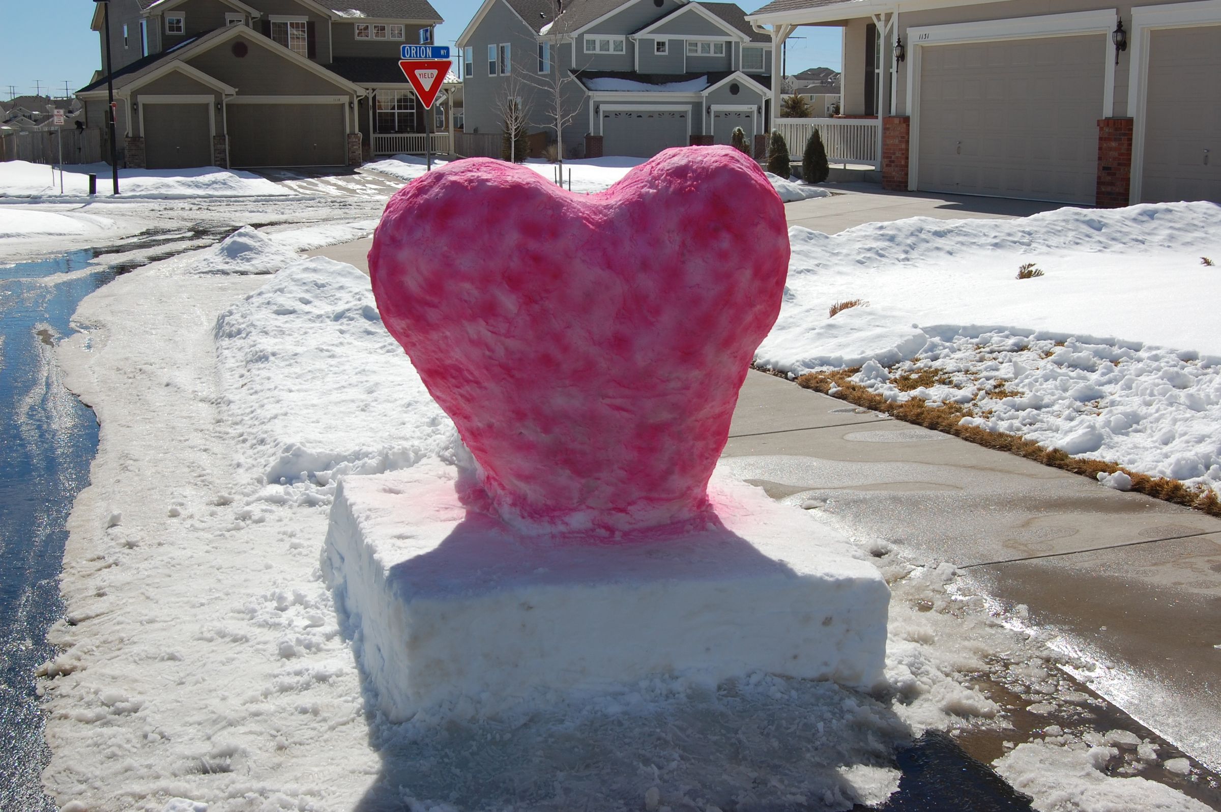Snow Heart on a Pedestal