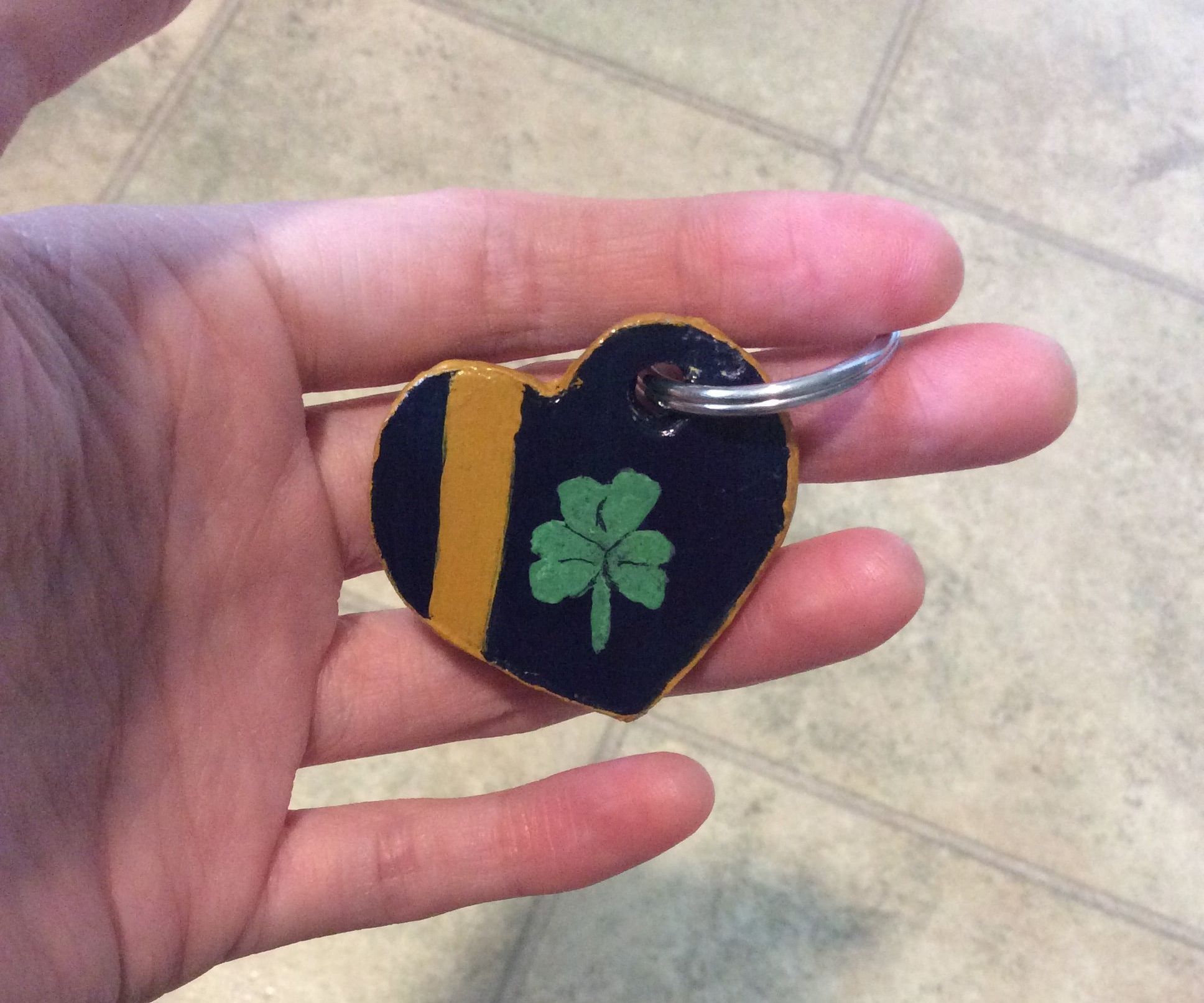 Paper Mache Heart Keychain