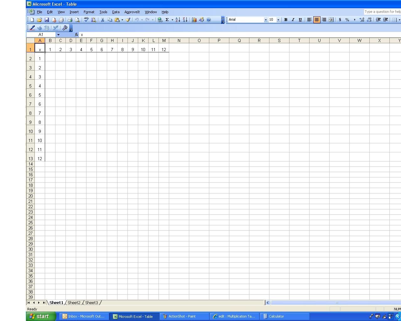 Multiplication Tables
