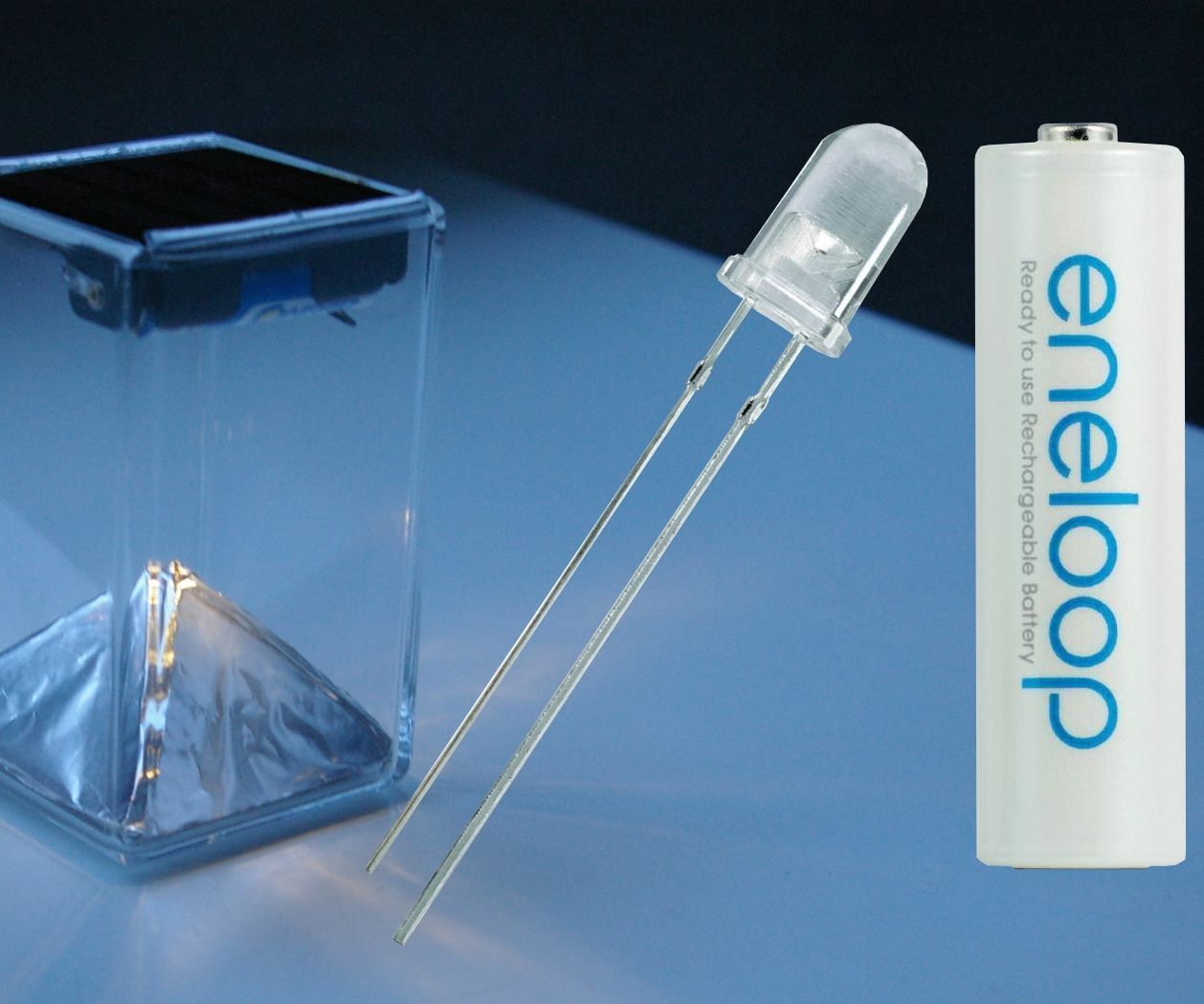 Light Up a LED With One AA-battery (in a Solar Lamp)