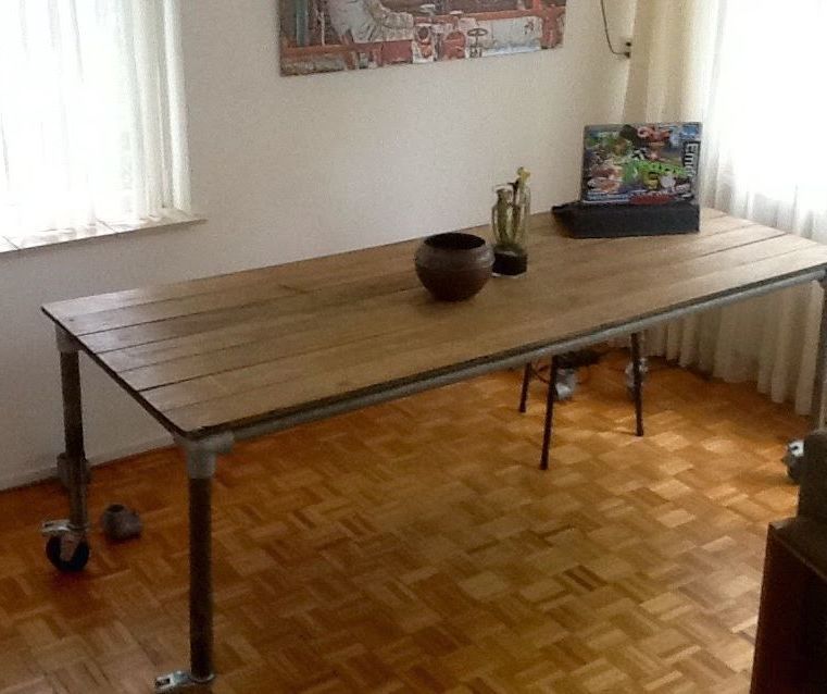 Garden Tabletop to Big Diner Table With Scaffolding Frame.