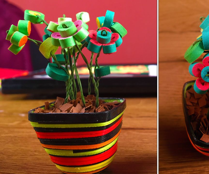 Miniature Quilled Flower Pot