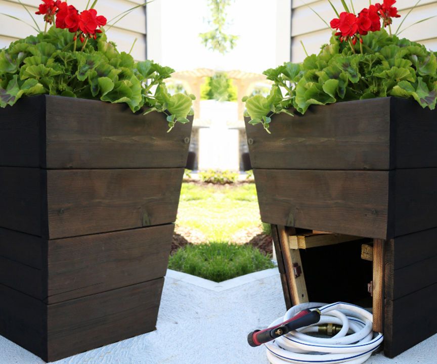 DIY Planter With Hidden Hose Storage