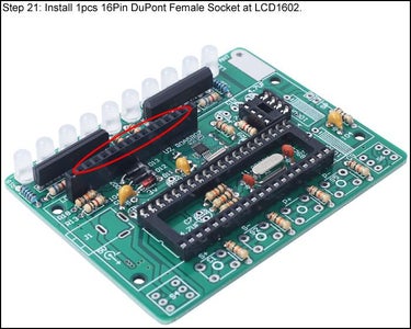 Install 1pcs 16Pin DuPont Female Socket at LCD1602
