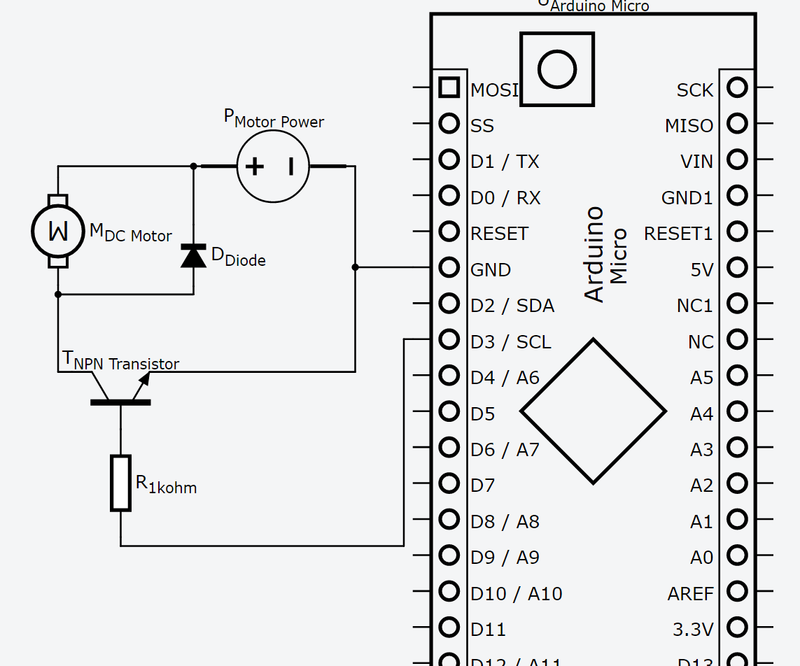 12V Motor Control With 5V Arduino and NPN Transistor As Speed Control Switch