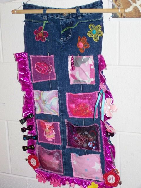 Hanging Hair Tie Holder From Old Jeans