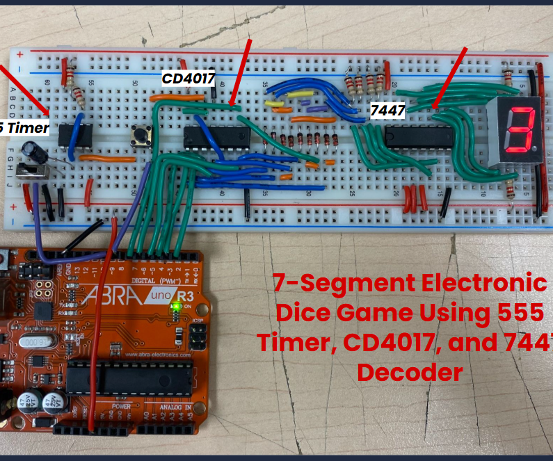 Electronic Dice Game of 21 Using 555 Timer, CD4017, and 7447 With a Seven-Segment Display