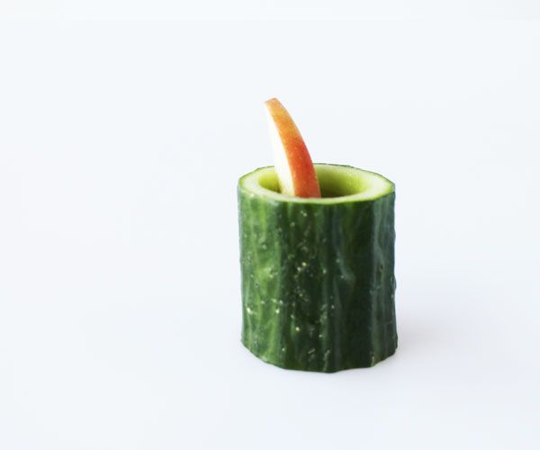 Applejack Shot in Edible Cucumber Cups