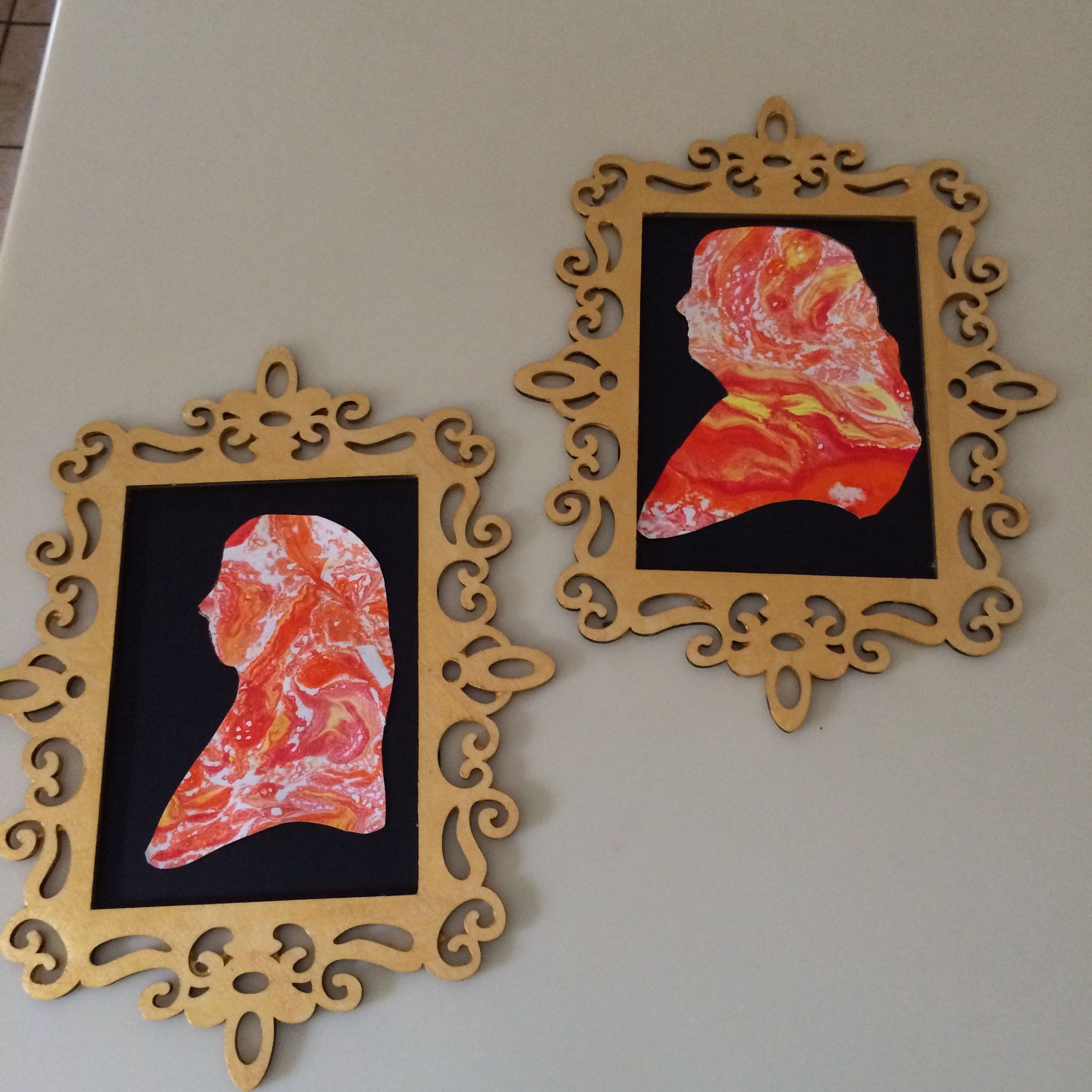 Marbleized Cameo Silhouettes