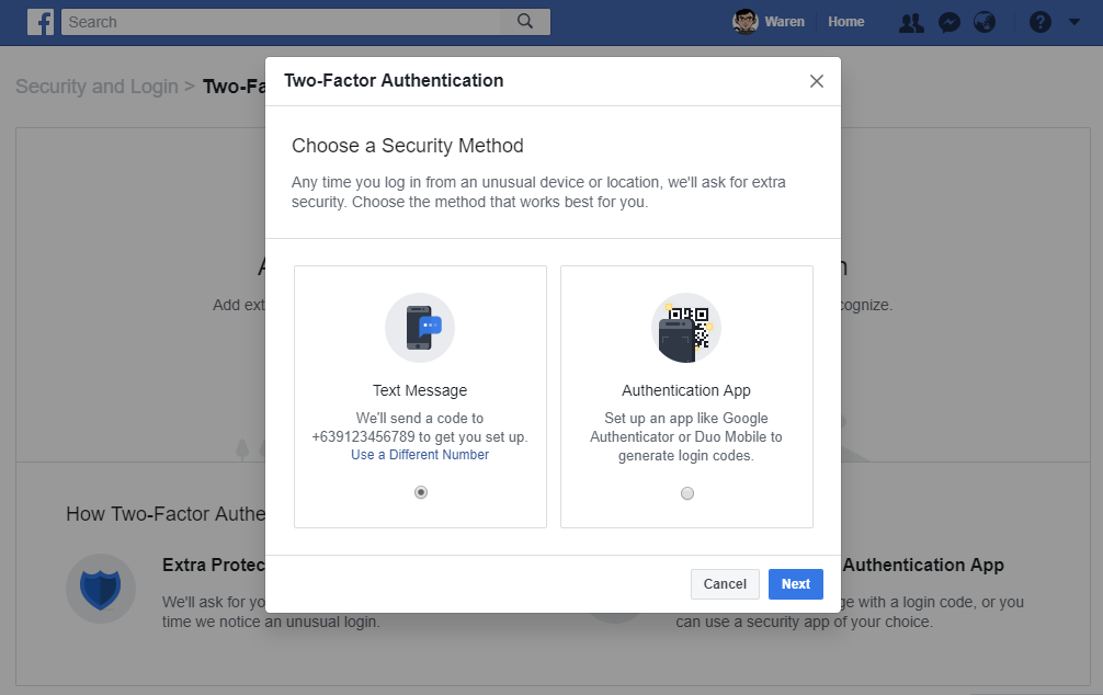 Two-Factor Authentication Settings