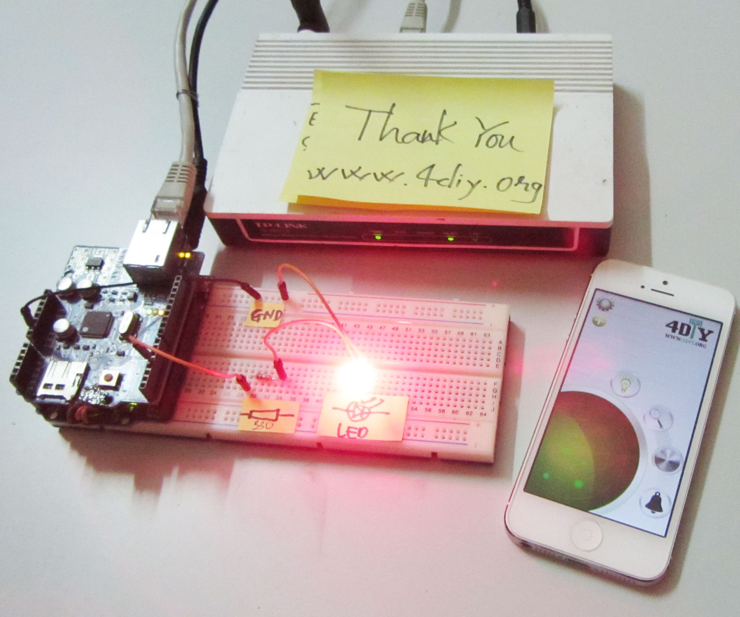 [Tutorial for 4DIY.ORG] - How to control LED's with iphone using [4DIY.ORG] App and Ethernet Shield