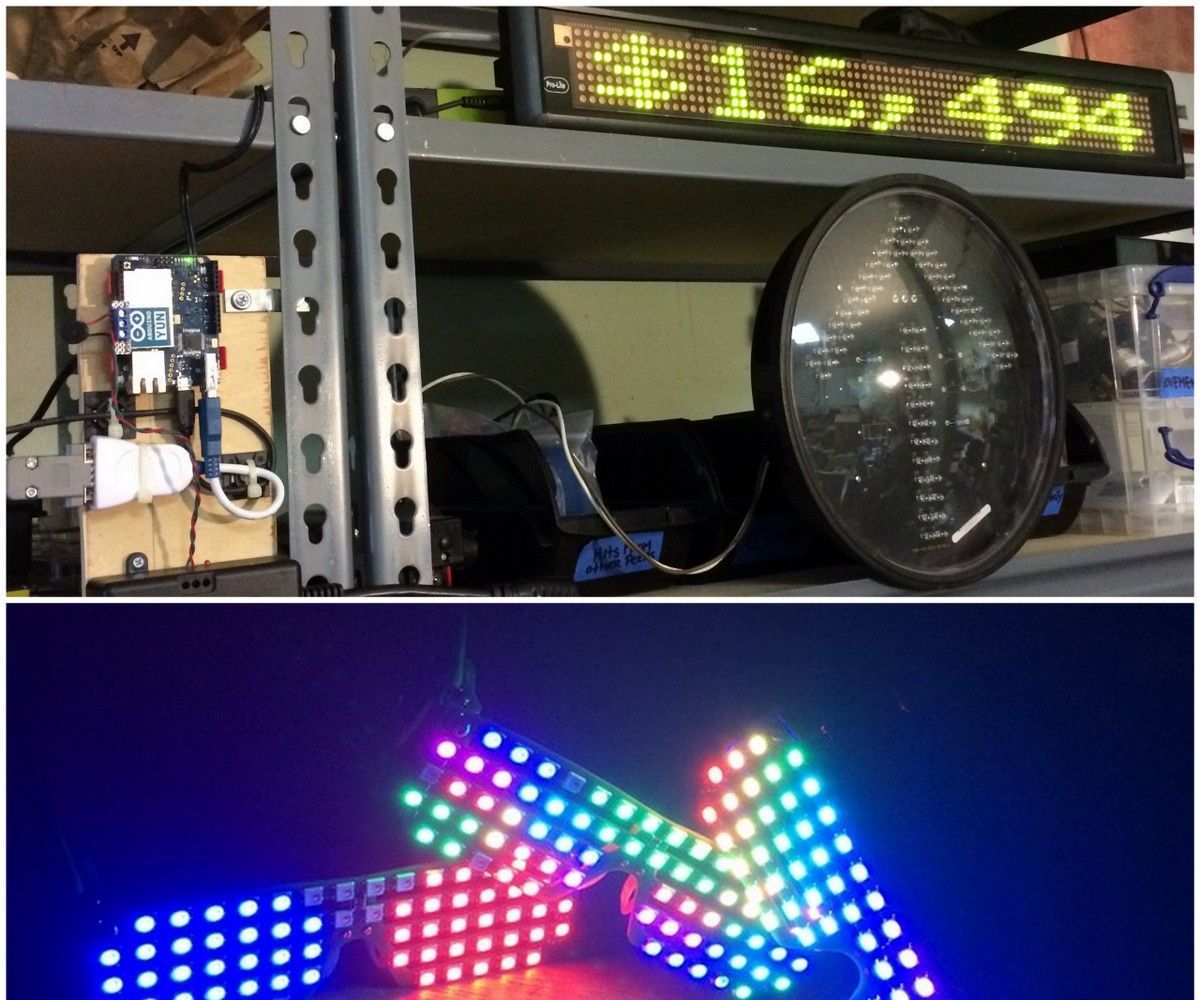 Kickstarter Backer Alert with Stats Scroller, using Arduino Yun