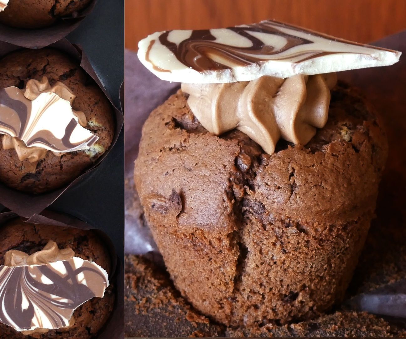 GOOEY TRIPLE CHOCOLATE MUFFINS