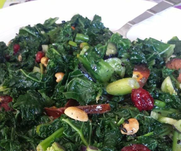 Asian Kale Salad with homemake sesame dressing