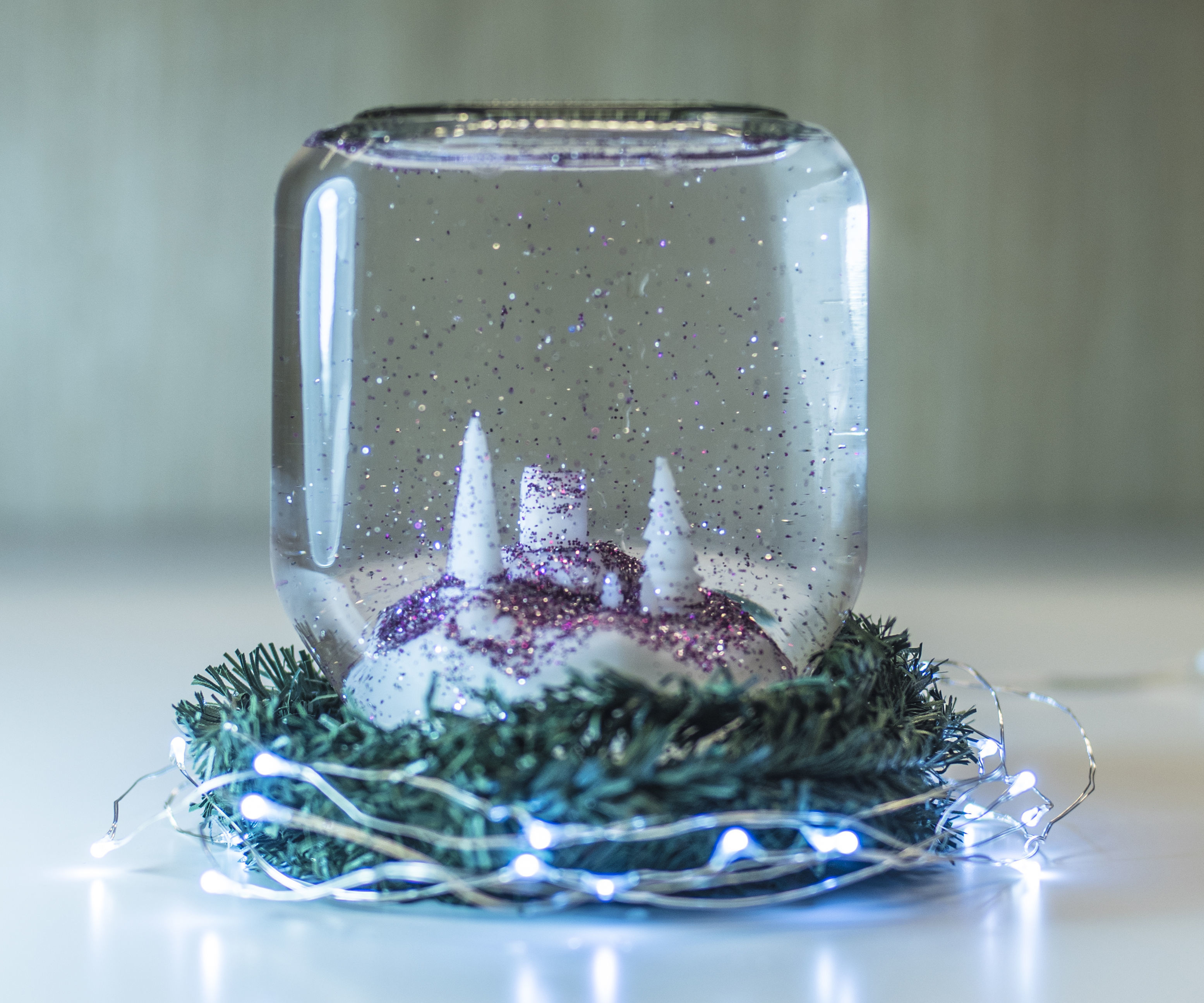 DIY Snow Globe in a Nutella Jar